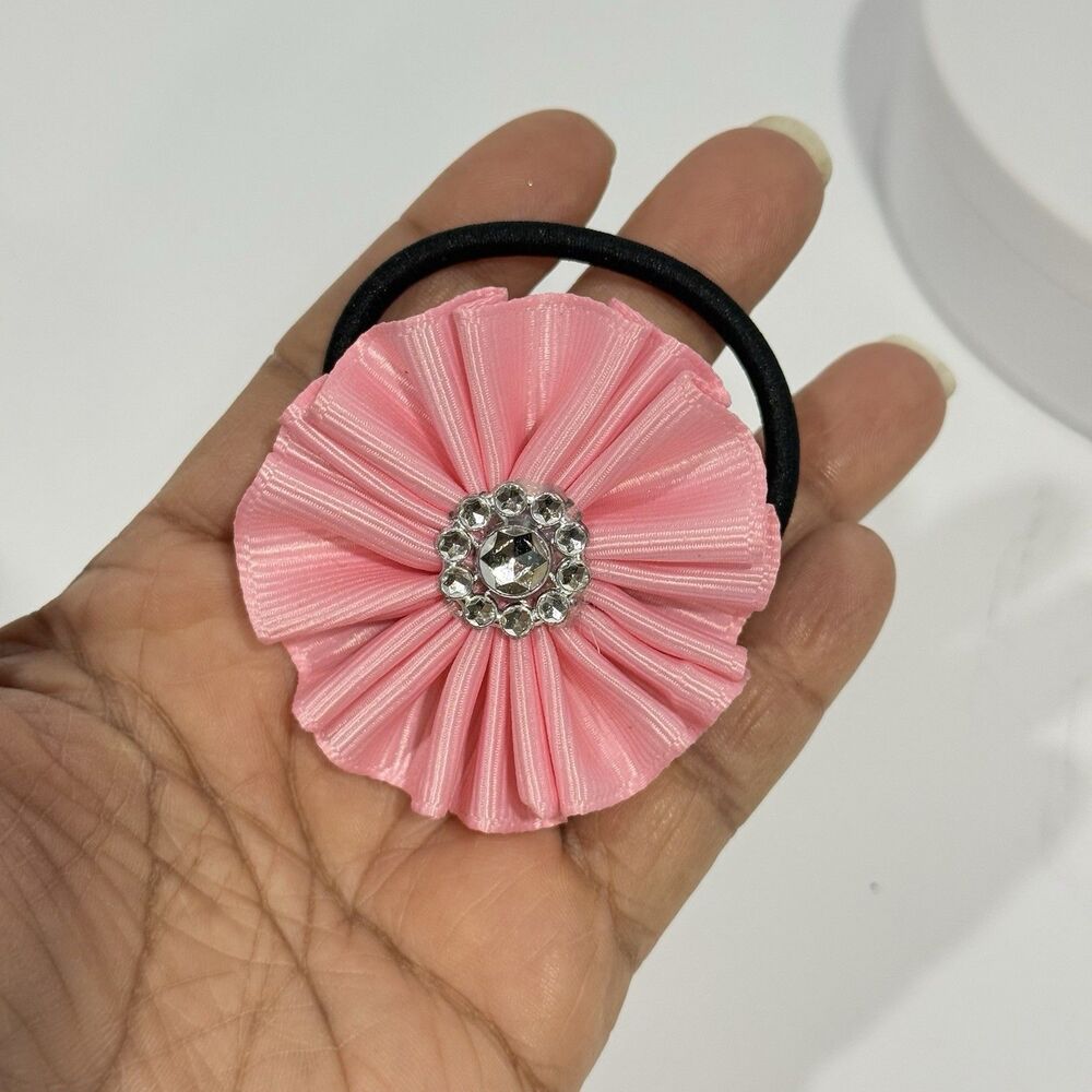 Hair Bow Set 2 Ponytail For Girls Pink 2 Inch New - Picture 7 of 12